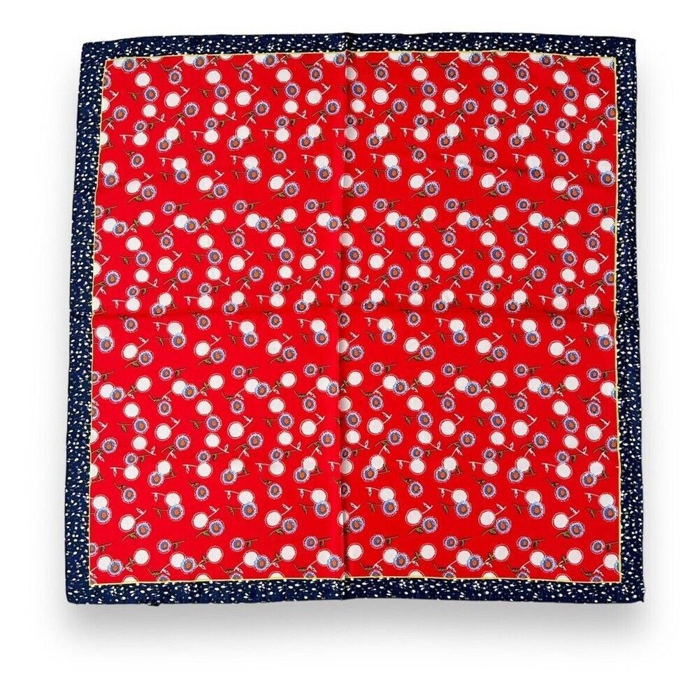 Red And Macey Blue Scarf 27” X 27” Women Scarve Boho Flowers